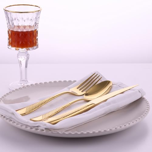 32 Pieces Silverware Set,18/8 stainless steel set for 8,Flatware set Wheat ear silver/gold, Fine Silverware set and Dishwasher Safe