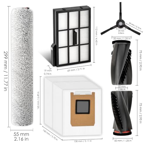 Image of (10 Pack) E28 E25 Omni Replacement Parts Compatible with Eufy E28 Omni / E25 Omni Robotic Vacuum Cleaner, 2 Roller Brushes, 2 Brush Rollers, 2 Side Brushes, 2 HEPA Filters, 2 Dust Bags, Accessories Kit
