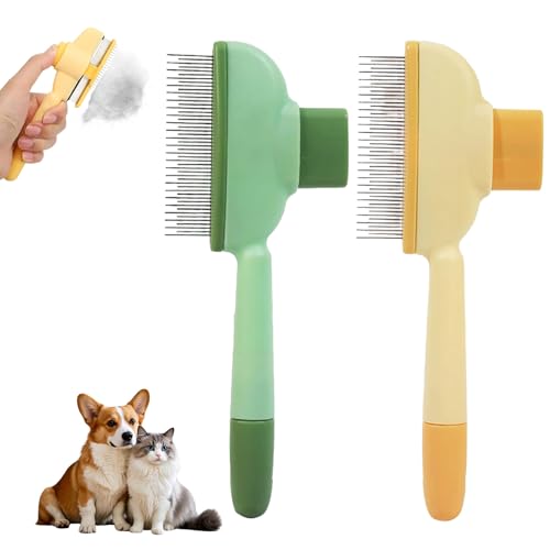 2 Stück Katzenbürste,Fellbürste Katze,Hundebürste,Hundebürste Unterwolle,Katzen Bürste,Geeignet für Langes und Kurzes Haar,Entfernt 90% der...