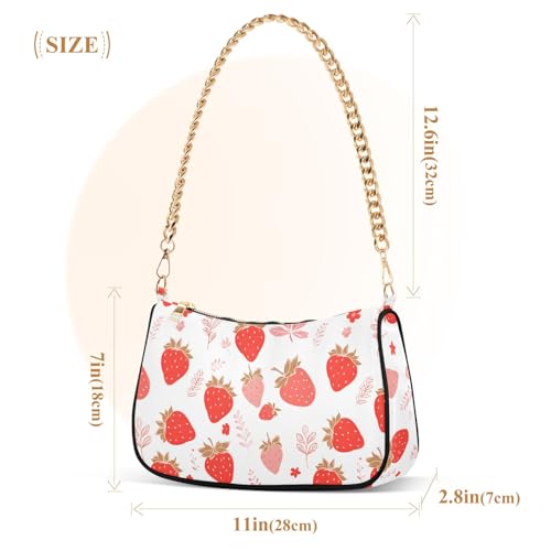 Clutch Shoulder Bags Tote Evening Purse Handbags for Women Strawberry Cute Hobo Bags with Zipper Closure3