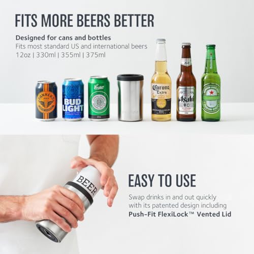 Huski Beer Cooler 2.0 | NEW | Premium Can and Bottle Holder | Triple Insulated Marine Grade Stainless Steel | Detachable 3-in-1 Opener | Works as a Tumbler | Best Gifts for Beer Lovers (Stainless)