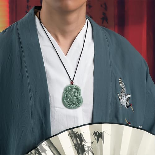 Hand-Carved Tiger Natural Jade Pendant Necklace for Men Women, Zodiac Stone Amulet Jewelry Accessories Necklace for Gifts3