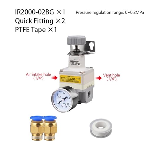 Regulador de presión de aire de precisión IR2000-02 con calibre para un flujo constante 3