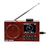 EUROtops DAB+ Digitalradio mit Farbdisplay und Akku, Bluetooth 5.0, Holzoptik, Kompaktradio mit Wecker und Sleep-Timer