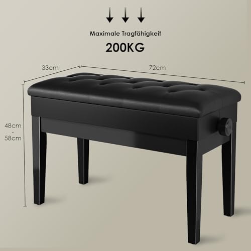 Tabouret Piano Réglable en Hauteur 72x33x58CM, Siege Piano avec Espace de Rangement, Chaise Piano Pieds en Bois Massif, Banc Piano avec Coussin en Cuir PU, Tabouret de Piano Charge Maximale 200KG,Noir - Les Beatles, Paul McCartney, John Lennon, RIngo Starr, George Harrison Tabouret Piano Réglable en Hauteur 72x33x58CM, Siege Piano avec Espace de Rangement, Chaise Piano Pieds en Bois Massif, Banc Piano avec Coussin en Cuir PU, Tabouret de Piano Charge Maximale 200KG,Noir – Image 4