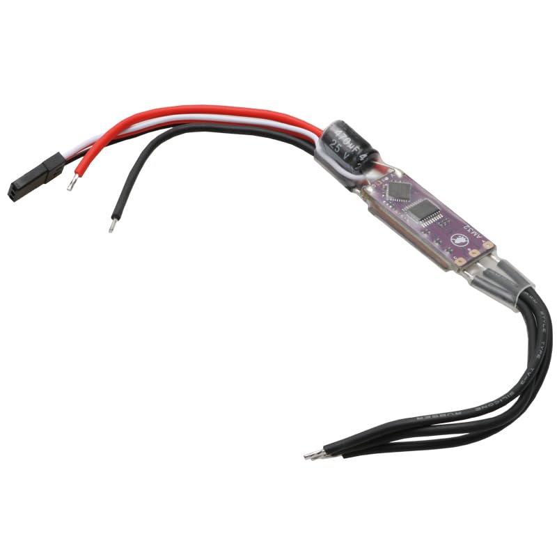 yuenhoang 1PCS AM32 ESC 2-4S 40A Mini 32-bit Electronic Speed Controller 5V2A BEC with Signal Cable 35V 470uF Capacitor Support PWM/DSHOT/Sine for DIY RC Model Crawler Drone (AM32 ESC)