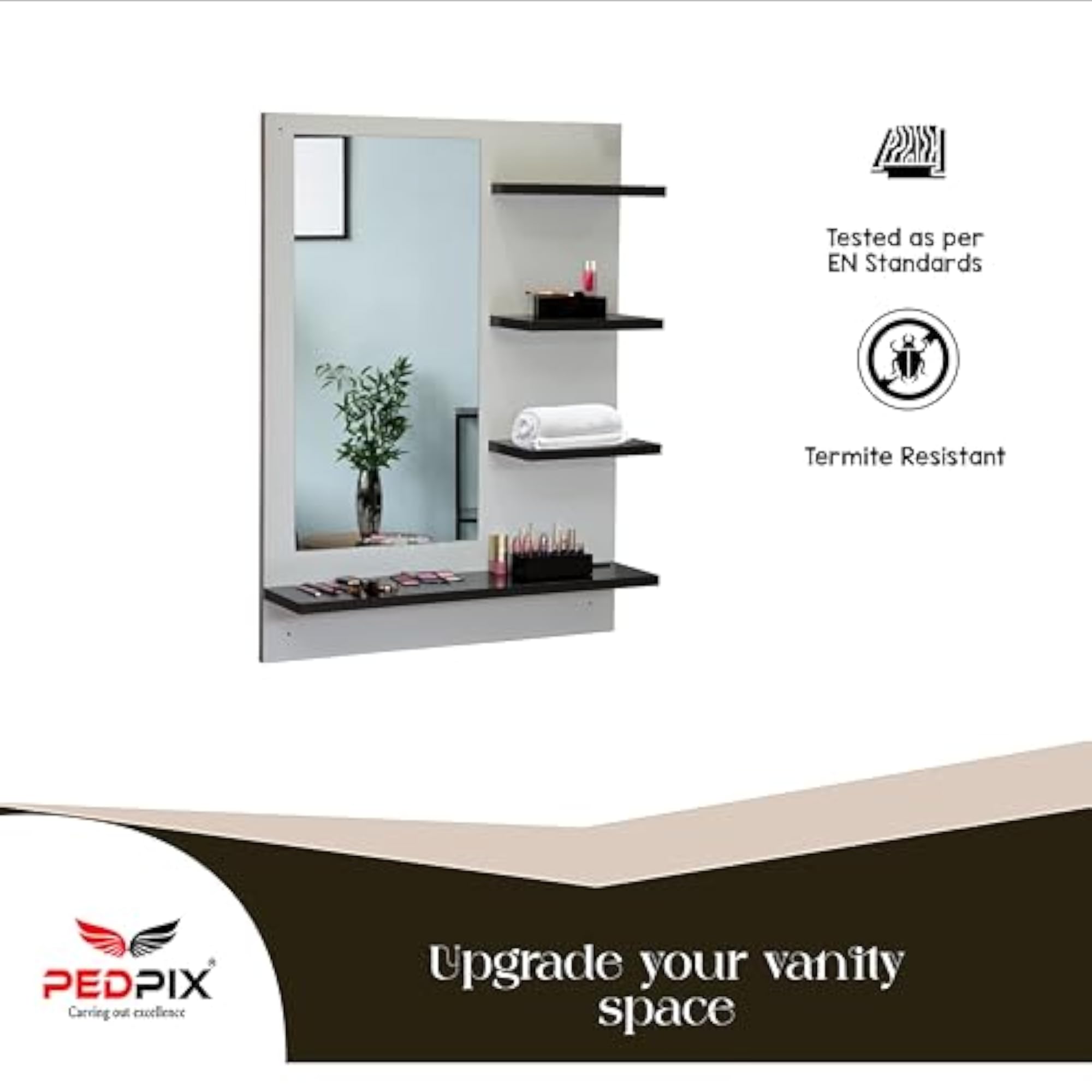 Engineered Wood Wall-Mounted Dressing Mirror with Storage