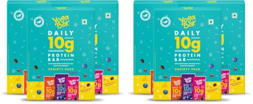 Image of Yogabar Variety Pack 10 grams Protein Bars [Pack of 36], Protein Blend & Premium Whey