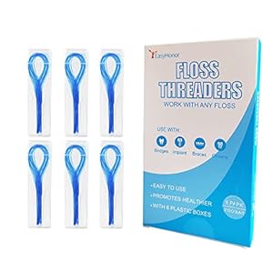 EasyHonor Dental Floss Threaders for Braces, Bridges, and Implants,210 Count (Pack of 6)
