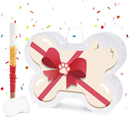 WERNNSAI Bone Pinata - Puppy Themed Party Supplies Pinata Bundle Blindfold and Stick Dog Birthday Party Decor Kids Dog Lovers Activity Decor (WR-Bone Pinata-A001-UK)