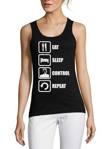 Camiseta sin mangas Atspauda de mujer en algodón negro para entrenar o descansar