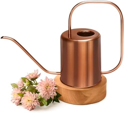 Plexon Rose Gold Metal Watering Can Indoor Plants, 54 oz Stainles...