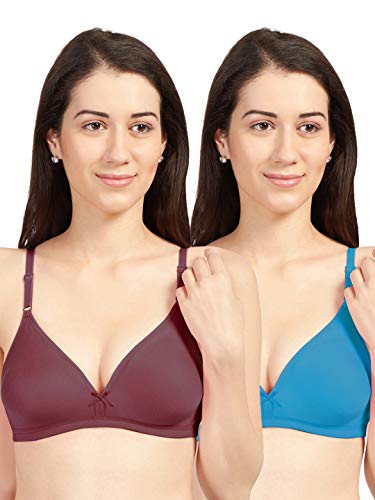 Image of SONARI Omania Womens Non-Padded Cotton Polyester Bras - Solid, Non-Wired, Medium Coverage, Hand Washable (Pack of 2)