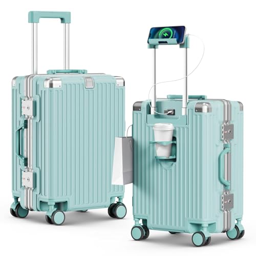 TIYFIY 20 Inch Carry On Luggage, Zipperless Aluminum Frame P