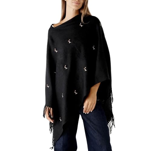 Image of Women's Shawl Wrap Poncho Ruana Cape Cardigan Sweater Open Front for Fall Winter Spring