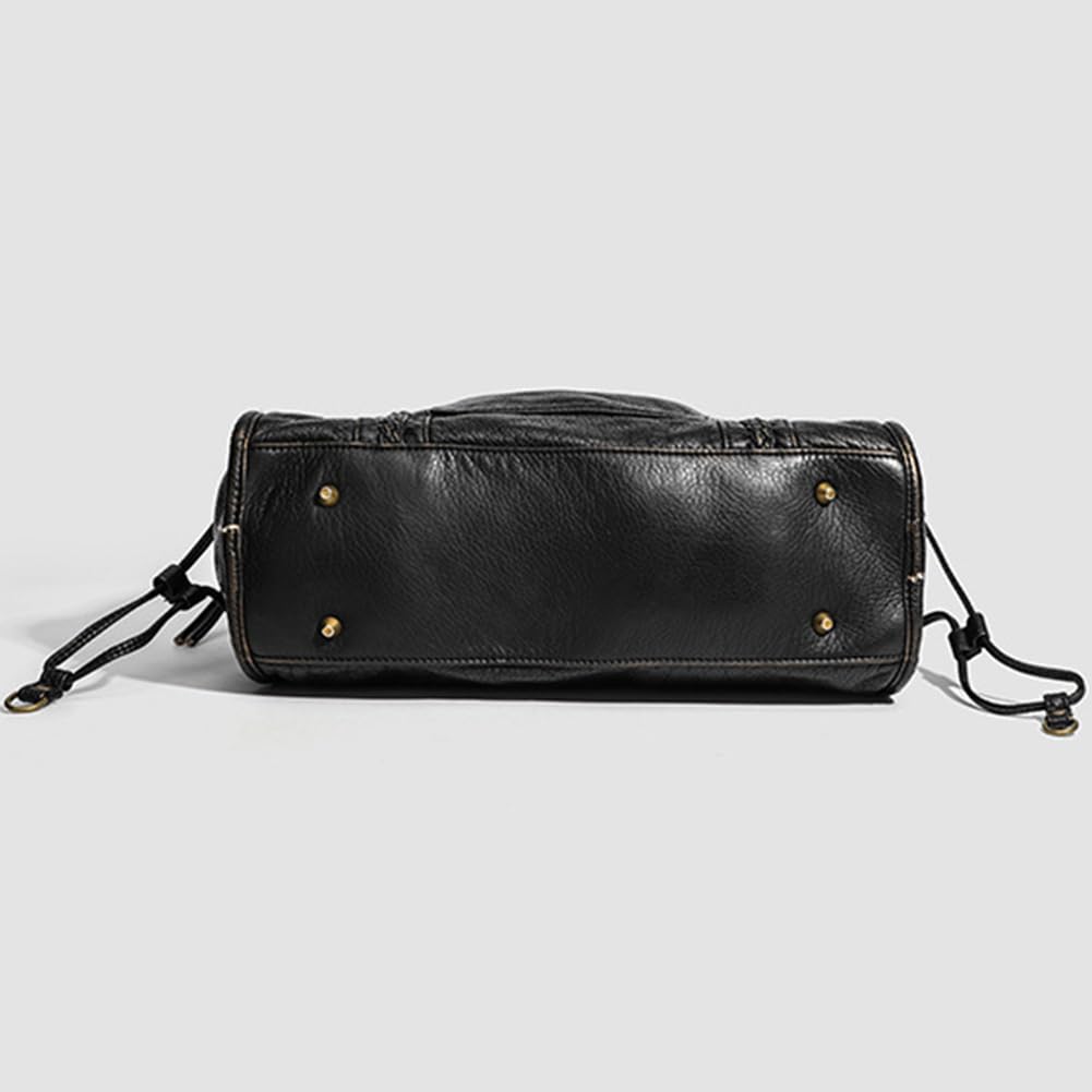 GSenhui Nieten Tragetasche Damen Groß Slouchy Handtasche Vintage Tasche Gross City Tote Bag Y2k Schultertasche Punk-stil Ledertasche Schwarz