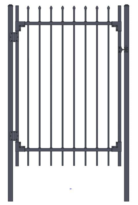XCEL Fence® Black Steel Anti-Rust Fence Gate - Style Stowe 2-Rail - Spear Top/Picket Bottom - 5FT H x 4 FT W - Easy Installation - for Residential, Outdoor, Yard, Pool, Garden - 2 Post Included*