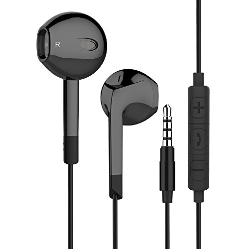 Lightweight Stereo Bass Wired Headset Headphones Earbuds with mic and Volume Control, HD