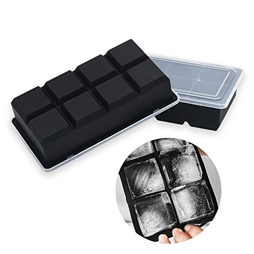Bangp Large Ice Cube Trays With Lids 2 Pack,Large Ice Cube Molds For Freezer,Easy Release Silicone Ice Cube Tray,8 Big Square Ice Cubes Per Tray Ideal For Cocktails,Whiskey,Soups And Frozen Treats #TOP1