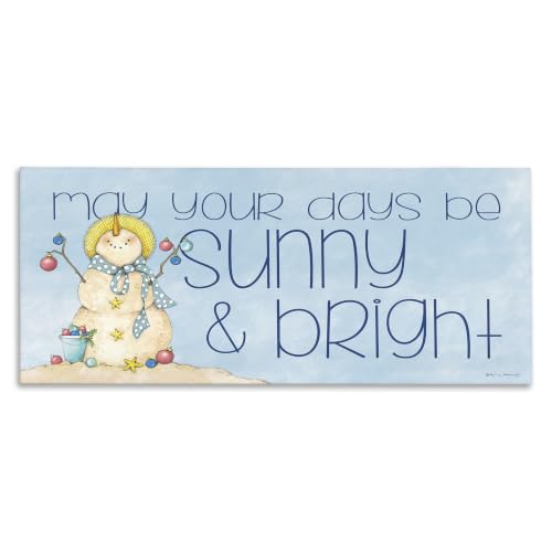 Beach Christmas Snowman Holiday, 13 x 30 Inch Canvas Wall Art