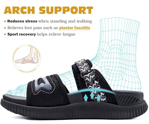 Image of KuaiLu Womens Orthotic Adjustable Strap Slides Arch Support Slip On Sandals