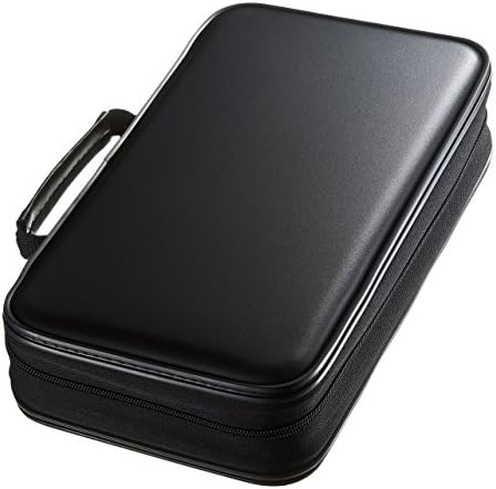 SANWA 96 Capacity CD Case, Large CD Sleeves, Portable DVD VCD Storage Box, Portable Zipper Bag, EVA Protective Blu-ray Wallet with Handle, for Car, Home, Office, Games Disc, Audio Music, Black