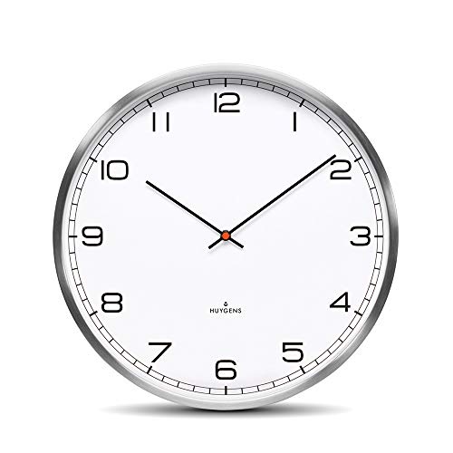 Huygens Amsterdam One Silent Wall Clock | Arabic | 35Cm | Timeless Design For Living Room, Bathroom, Or Kitchen | Stainless Steel | Quartz Movement #TOP5