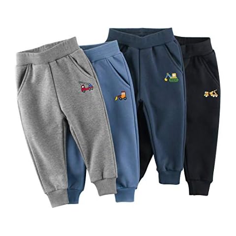 PAUBOLI Boys Construction Truck Sweatpants Fleece Pants 2-8T (2-3 Years, Grey) Cover