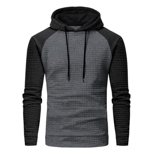 Pull à capuche homme hiver mince décontracté patchwork gris foncé S