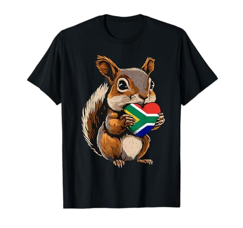South Africa Flag Squirrel Heart South African Pride T-Shirt