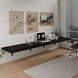 IAE Wall Mounted Folding Table with Pine Wood,72' x 16' Floating Wall Desk,Laundry Folding Table with Shelf Brackets,Fold Down Desk Shelf,Folding Workbench for Home,Dining,Laundry Room,Kitchen,Black