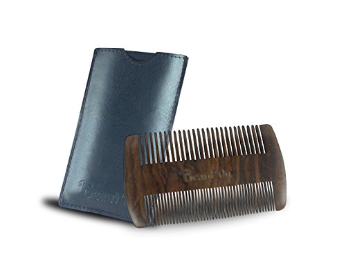 BEARD DO - Dual Action Wooden Beard Comb & Case - Natural Black Sandalwood Anti-Static and Hypoallergenic Wood Pocket Comb - For Long and Short Beards & Mustaches with Fragrance Scent BEARD DO