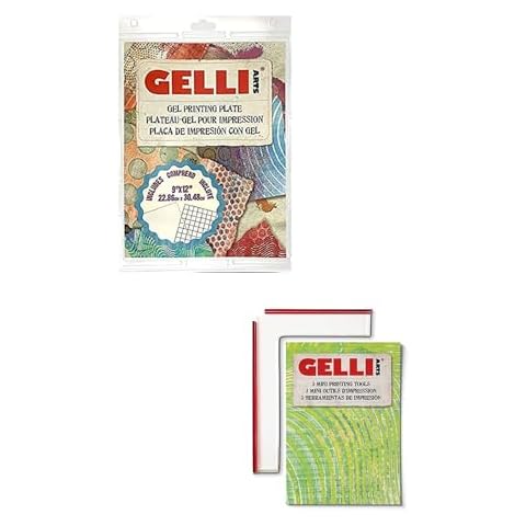 Gelli Arts Gel Printing Plate - 9" X 12" Gel Plate and Gelli Arts Mini Placement Tool - Paper Positioning Cover