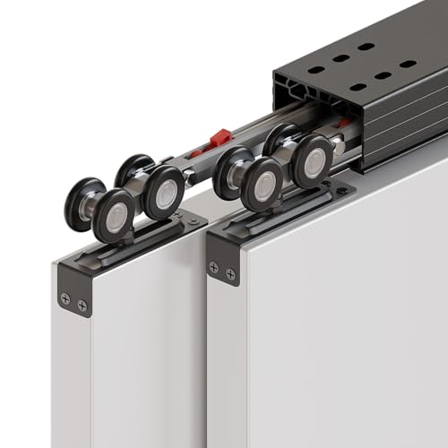 AONAYIOA 79.2"/6.6FT Bypass Sliding Closet Door Hardware Track, Heavy Duty Aluminum Closet Door Hardware Bypass Door Hardware, Soft Close Barn Door Hardware Kit (No Door) by AONAYIOA - Used condition - CA$126.68