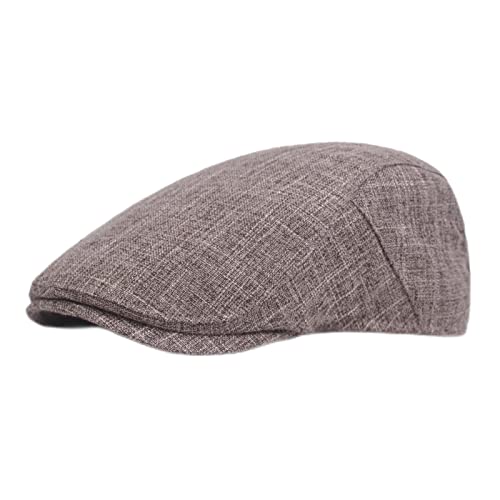 Lifup Men's Newsboy Hat Flat Cap Cotton Linen Gatsby Ivy Golf Cabbie Hat Grey 2