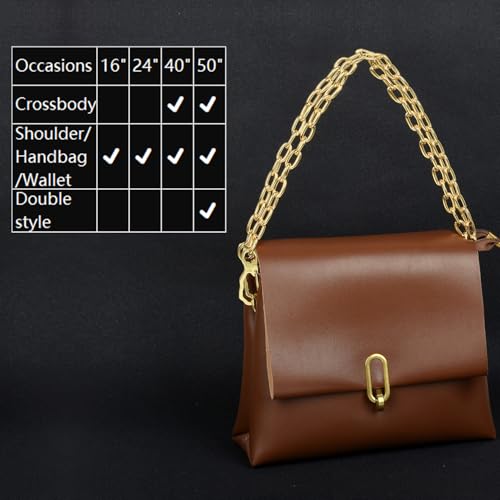 Image of 18K Gold Stainless Steel 11mm DIY Belt for Purse Shoulder Crossbody Hand Bag Replacement with Solid Buckle Strap