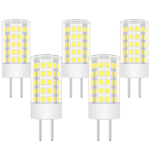 TRIJZHOU Lampadina alogena a LED GY6.35, 4 W, equivalente 40 W, 50 W, AC DC 12 V, attacco Bi-Pin, mini lampadina bianca fredda 6000 K, 5 pezzi