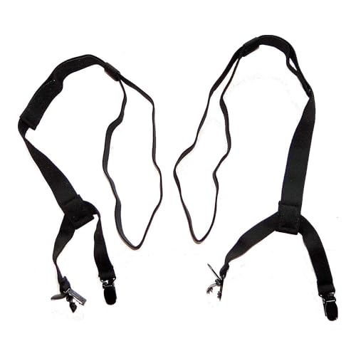 Hold-Ups Stay-Downs Dress Shirt Stays Stirrup Style with USA Patented No-Slip Metal Clips Black