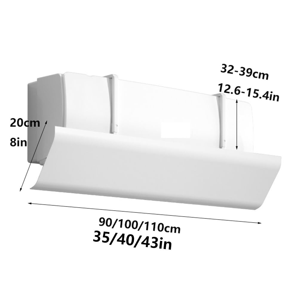 Regolabile Deflettore Condizionatore Domestico con Filtro Impermeabile | Deflettore Telescopico da 90/100/110 cm, Scudo Del Condizionatore Anti-getto Diretto per a Parete(110X20CM/43X8IN)