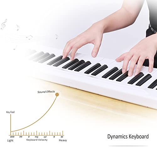 Piano Pliant 88 Touches Piano Électrique Rechargeable Avec Bluetooth MIDI Portable Pleine Grandeur Tactile Numérique Piano Intégré Double Haut-Parleurs for Les Débutants (Color : White) - Les Beatles, Paul McCartney, John Lennon, RIngo Starr, George Harrison Piano Pliant 88 Touches Piano Électrique Rechargeable Avec Bluetooth MIDI Portable Pleine Grandeur Tactile Numérique Piano Intégré Double Haut-Parleurs for Les Débutants (Color : White) – Image 3