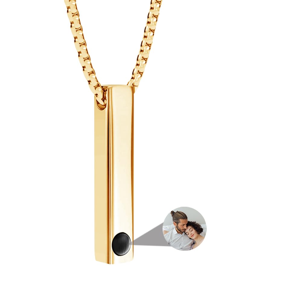 ASD JewerlyCollar De Barra Personalizado Para Hombres Y Mujeres, Collar De Proyección De Fotos, Collar De Imagen Personalizado, Collar Grabado Nombre I Love You Collar 100 Idiomas Joyas De Pareja