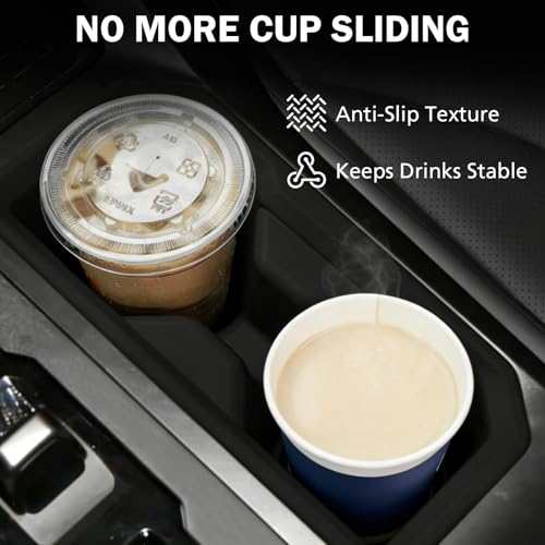 Image of Cup Holder Insert for 2026 Toyota RAV4 Hybrid, Anti-Slip Silicone Cup Holder Liner Set, Waterproof Cup Holder Mat, No Rattling Drink Holder Pads, Easy to Clean Interior Accessories