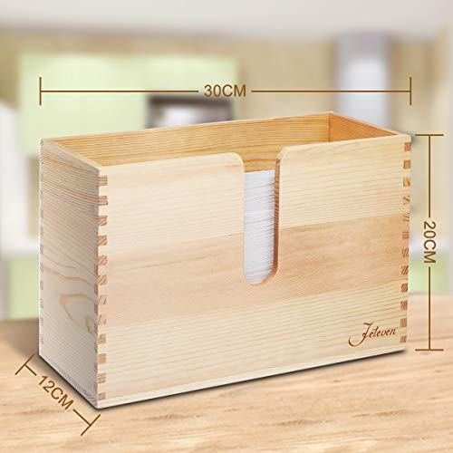 Jeteven Paper Towel Dispenser Kitchen Napkin Dispenser Wooden Bamboo Napkin Holders Wall Mount & Countertop Decor for Kitchen, Bathroom, Restaurant, Bar, Toilet of Home and Commercial - Thumbnail 2