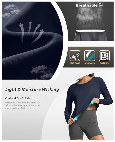 Image of Soothfeel Lightweight Long Sleeve Workout Tops for Women Gym Running Shirts