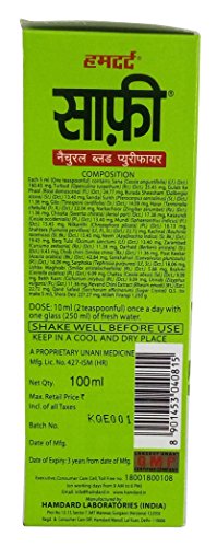 Hamdard Safi Natural Blood Purifier Syrup, 100 ml Carton, Liquid