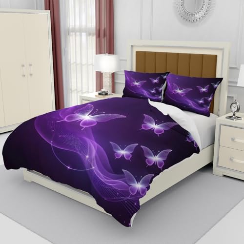 Housse de couette 240x260 papillon zippée en microfibre douce et durable - 3