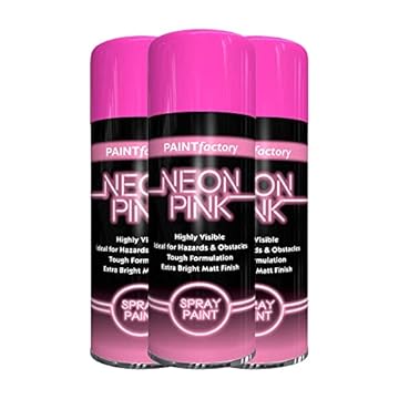 Classic Signature - 3 x Neon Pink Spray Paint 400ml Aerosol Spray Paint Fluorescent Bright Graffiti (Banksey) Matt Finish