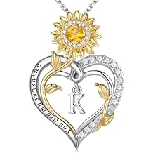 Iefil Sunflower Gifts for Women - 925 Sterling Silver Sunflower Initial Necklace for Women, Anniversary Birthday Gifts for Wife, Jewelry for Wife Mom