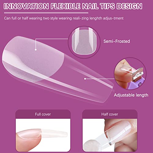 Xinya Bao Fake Nails 600Pcs Press On Nails Pre-Shape Gel Nail Tips For Full Cover Acrylic Almond Nails, False Nails For Nail Extension Nail Art, Home Diy Nail Salon 10 Sizes(Long Fake Nails) #TOP5