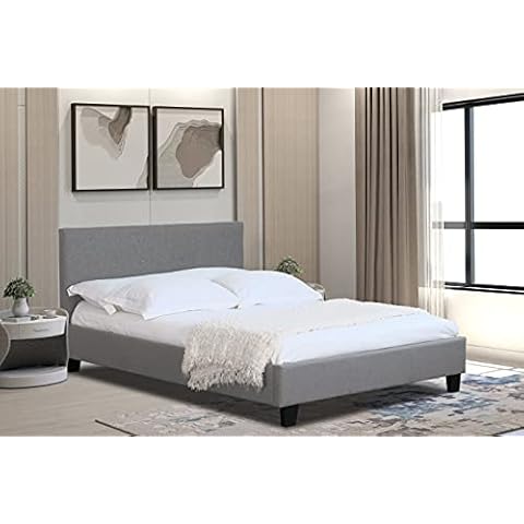 Comfy Living Light Grey Fabric Bed Frame with Mattress Cover